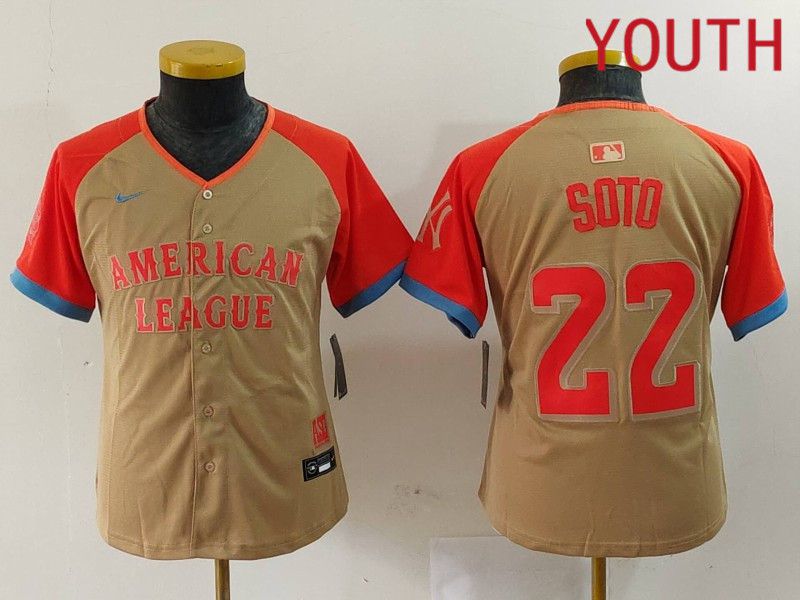 Youth New York Yankees #22 Soto Orange All star 2024 Nike MLB Jersey style 7